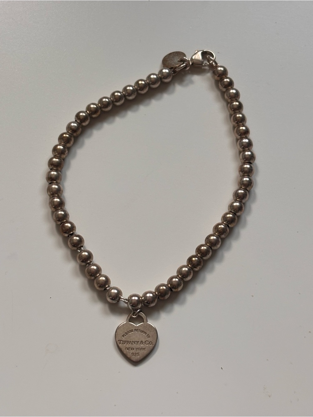 Tiffany & Co. Return to Tiffany Blue Heart Tag Bead Bracelet in Silver 4mm